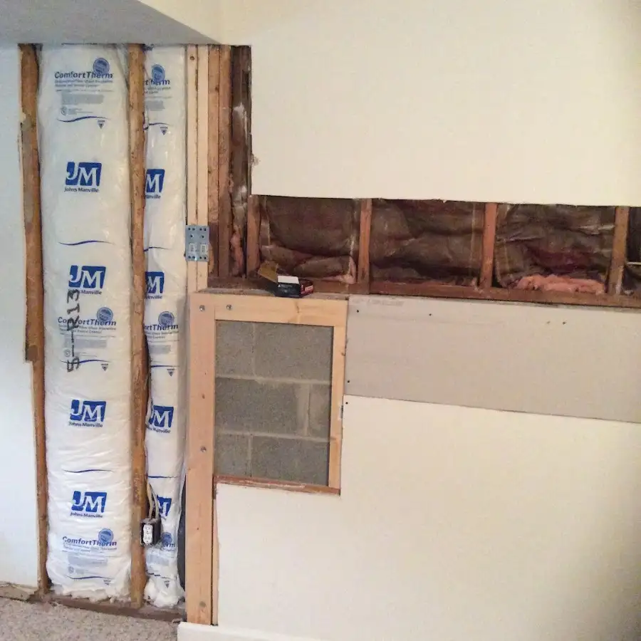 Wall insulation replacement during Basement Flood Cleanup in California